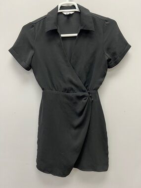 Nine West Black Short-Sleeve Faux Wrap Dress
